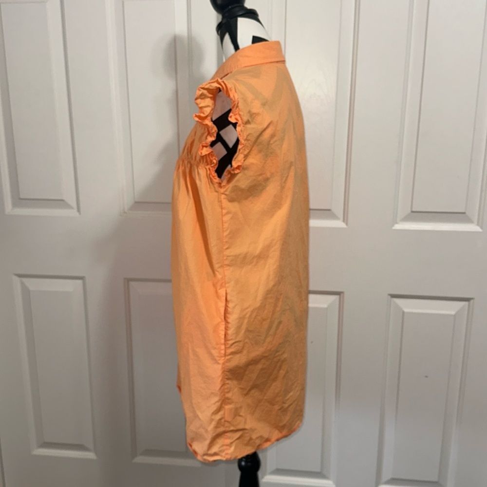 AVARA Orange Ruffled Sleeveless Button-Up Dress - Picture 2 of 6